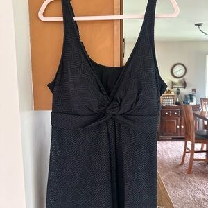 Black Textured Twist-Front Tank Dress